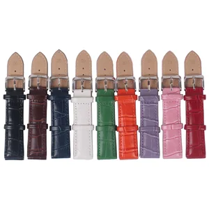 Ремешок из искусственной кожи для наручных часов, браслет с пряжкой, черныйкоричневыйкрасныйсиний, 121416182022 мм