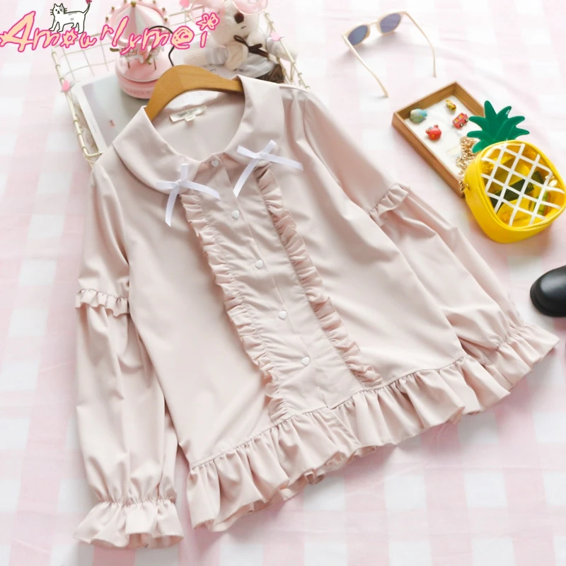 Блузка женская с воротником Питер Пэн и рукавами фонариками|Блузки| |