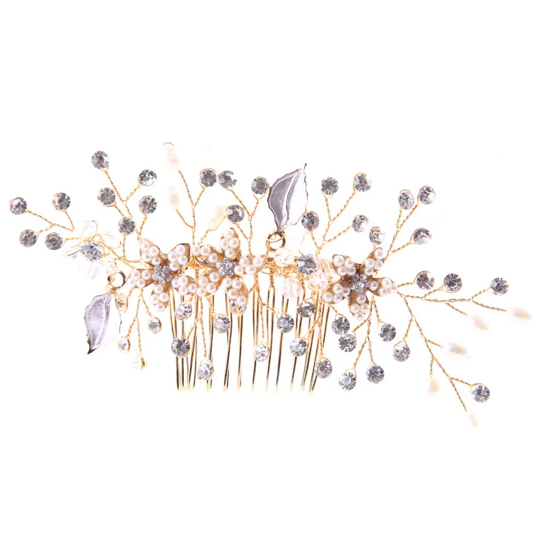 Роскошная корона Retr свадебная тиара Расческа с золотыми листьями Кристальный