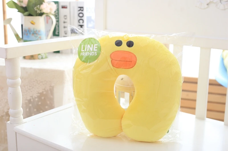 Размер: 30x30 см очаровательные мягкие корейские Гольфы Line Town Дино тапочки в виде медвежонка; Цвет Коричневый, плюшевые игрушки U Форма подушки мягкие Носки с рисунком медведя из мультика Подушка игрушка для вентиляторов