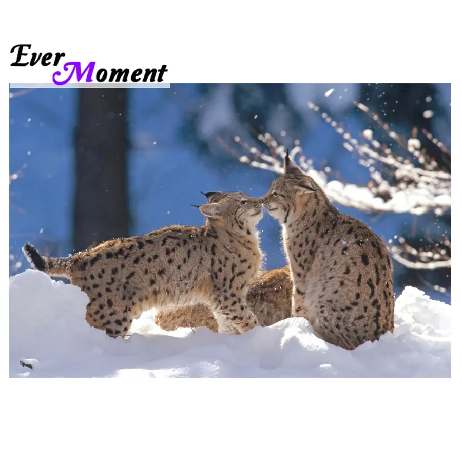 

Ever Moment Diamond Painting Cross Stitch Full Square Drill Leopard Snow5D DIY Decoration For Home Diamond Embroidery S2F1983