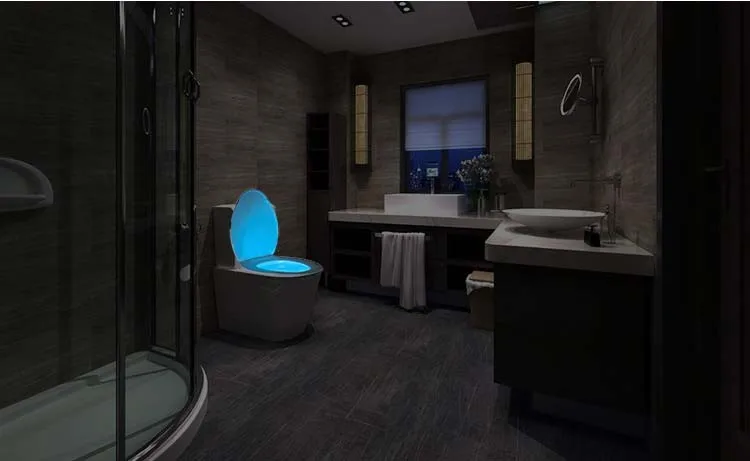 

USB Rechargerable Motion Sensor Toilet Light WC Lamp USB Backlight For Toilet Bowl 8 Light Colors Toilet Seat Light Sensor