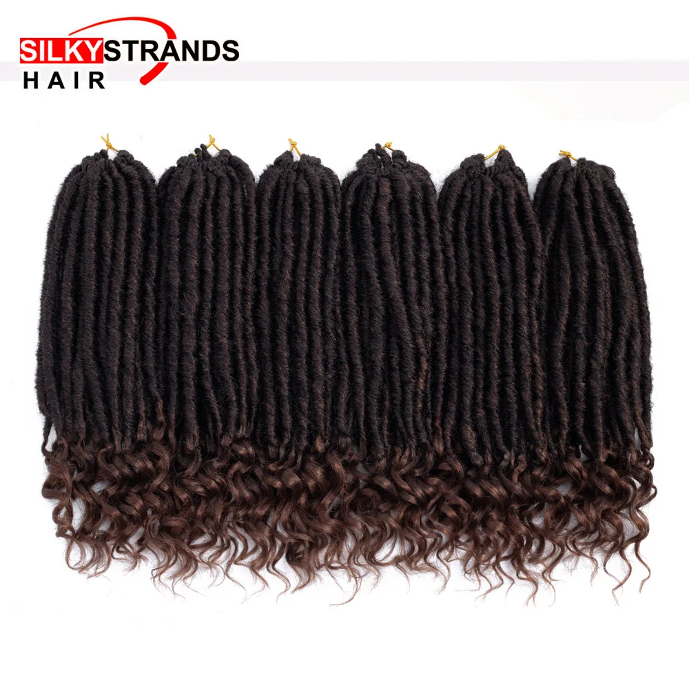 Ombre Goddess Faux Locs Curly вязаные волосы для наращивания с шелковистыми прядями синтетические мягкие Дрянные Locs крючком косы