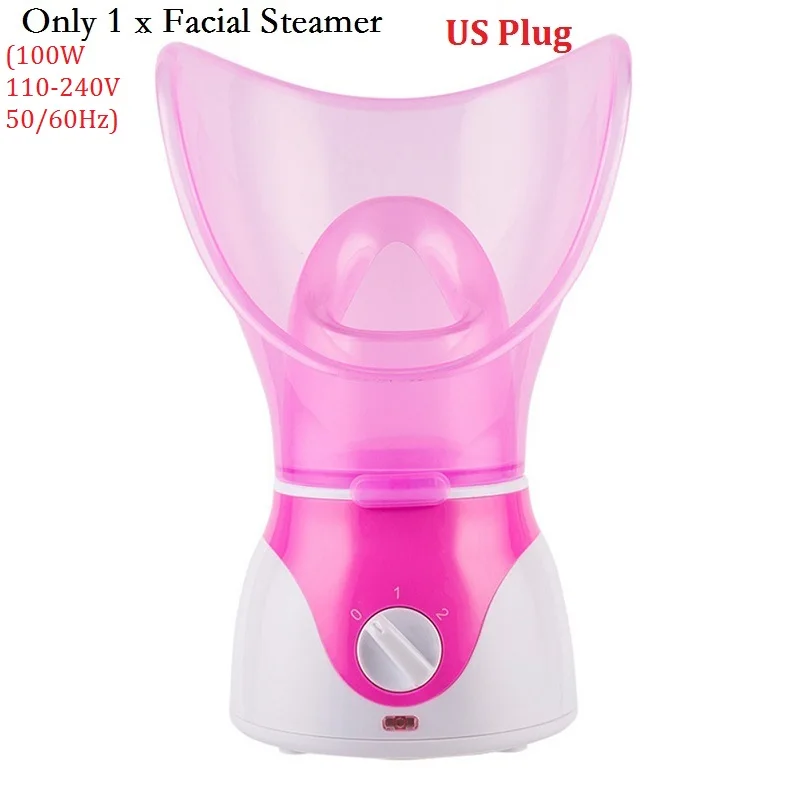 Pink US Plug Глубокая очистка, паровой аппарат для лица, Очищающий поры, паровой распылитель, Спа сауна, испаритель кожи с адаптером - Цвет: Pink US Plug
