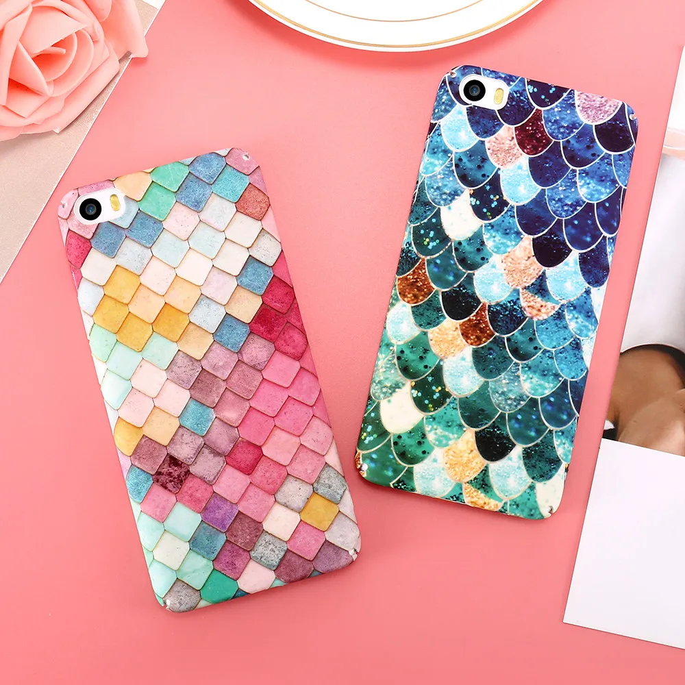 DOEES телефон чехол Shell для Xiaomi 6 Mi6 случае 3D Русалка чешуя светящиеся защитный