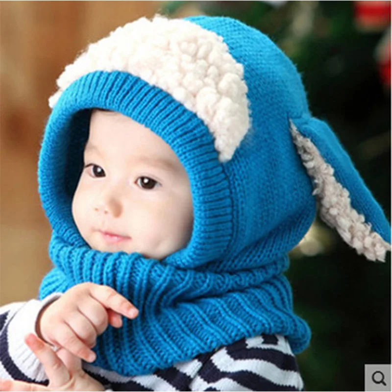 Kawaii, детские шапки, зимняя шапка для мальчиков и девочек, шапка с капюшоном, шарф, детские шапки, теплая вязаная шапка с рисунком собаки, шарф, комплект для мальчиков и девочек