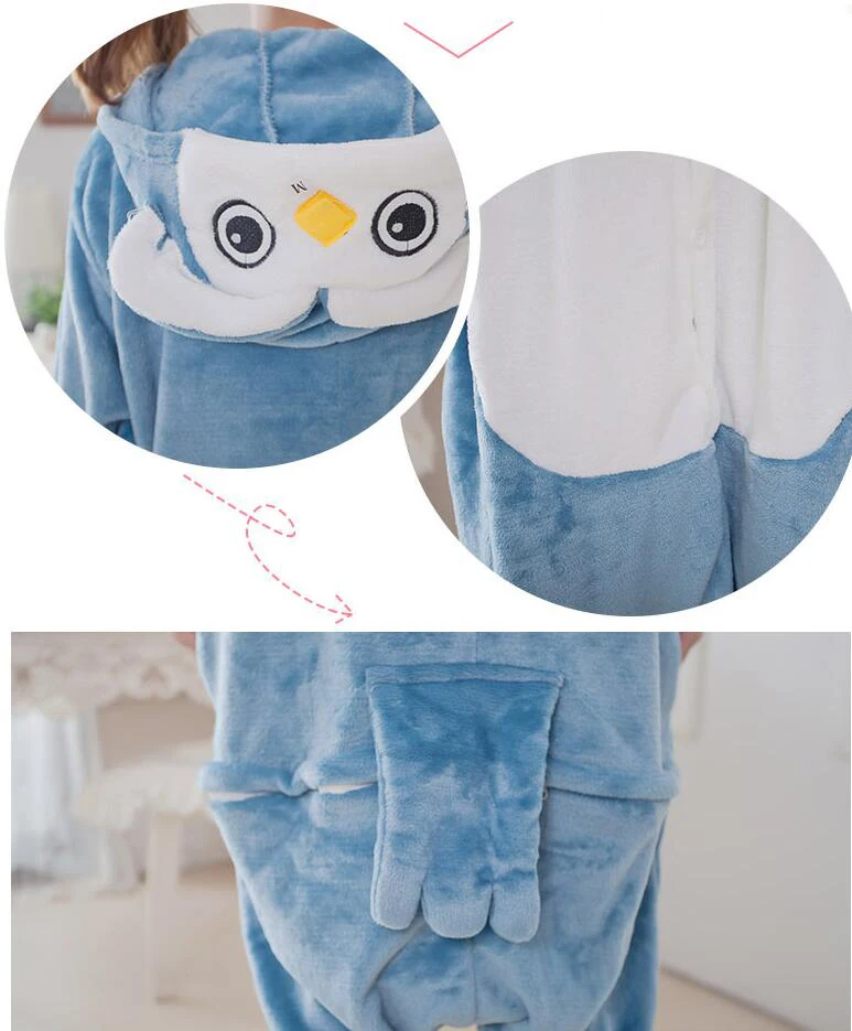 Autumn Winter Couple Flannel Pajamas Set Cartoon Sleepwear Lovers Long Sleeve Warm Sleepsuit Night Owl Lovely Clothes | Тематическая