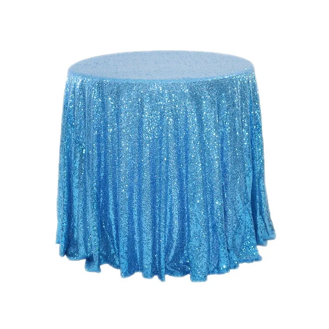 Turquoise blue Бирюзовая синяя блестящая круглая Свадебная скатерть, украшение стола, круглый стол, накладка - Цвет: Turquoise blue