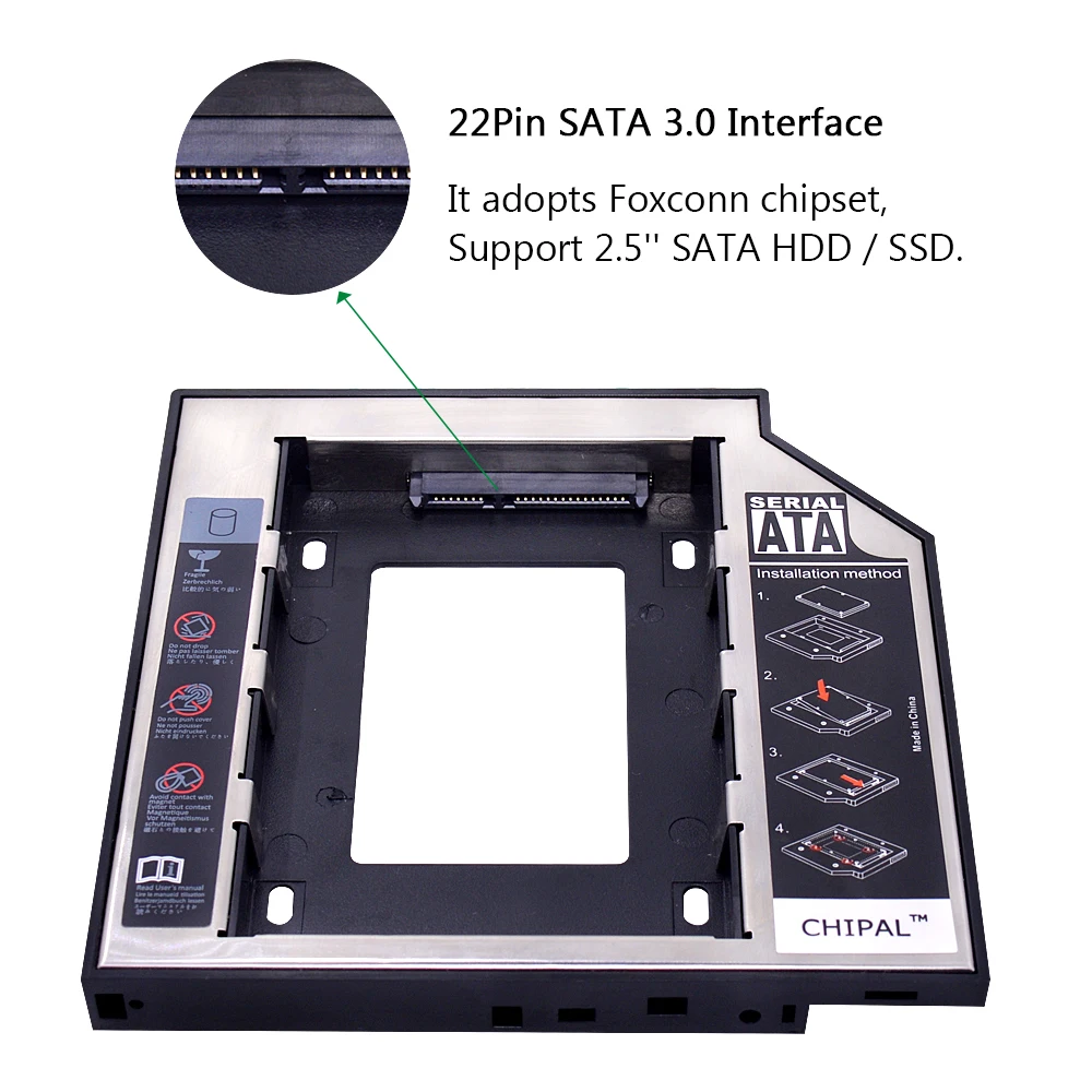 Универсальный Переходник CHIPAL для установки второго жесткого диска 12 7 мм SATA 3 0 2 5 - Фото №1