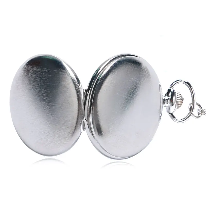 

Classic Casual Sliver Polish Smooth Quartz Pocket Watch With Necklace Chain For Men Women Relogio De Bolso Gift
