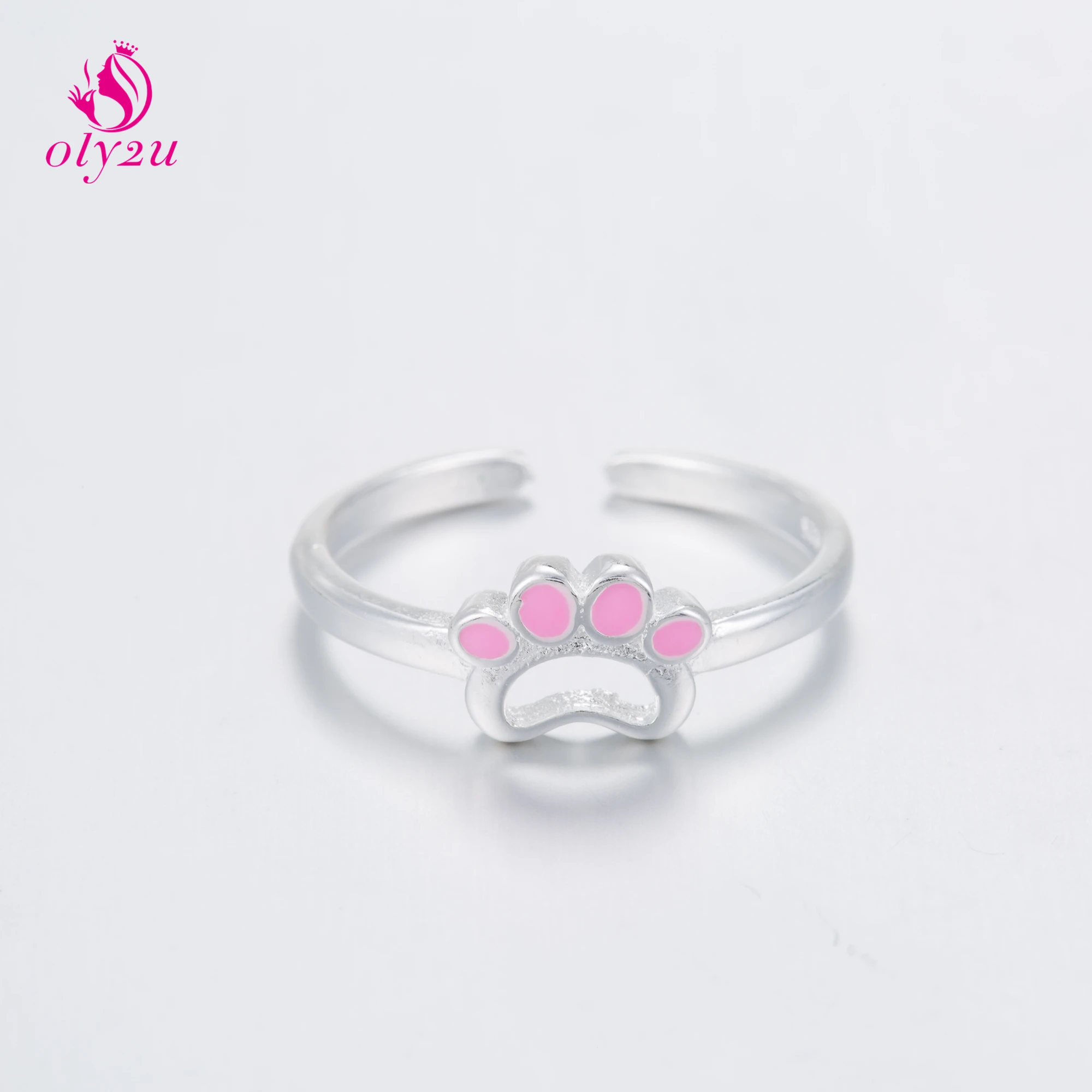 Oly2u прекрасный розовый цвет открытая собака кошка кольцо в виде лапы для любимого