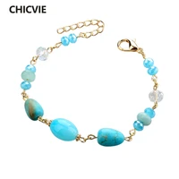 chicvie famous brand blue aadjustable bracelets bangles for women love crystal chainlink jewelry glass beads bracelet sbr140606