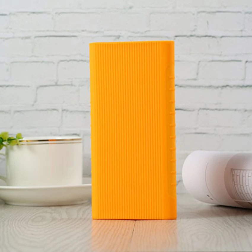 orange Для Xiaomi power Bank 2 10000 mAh мягкий силиконовый защитный Противоскользящий чехол Внешняя батарея, крышка с резьбой цветная кожа - Цвет: orange