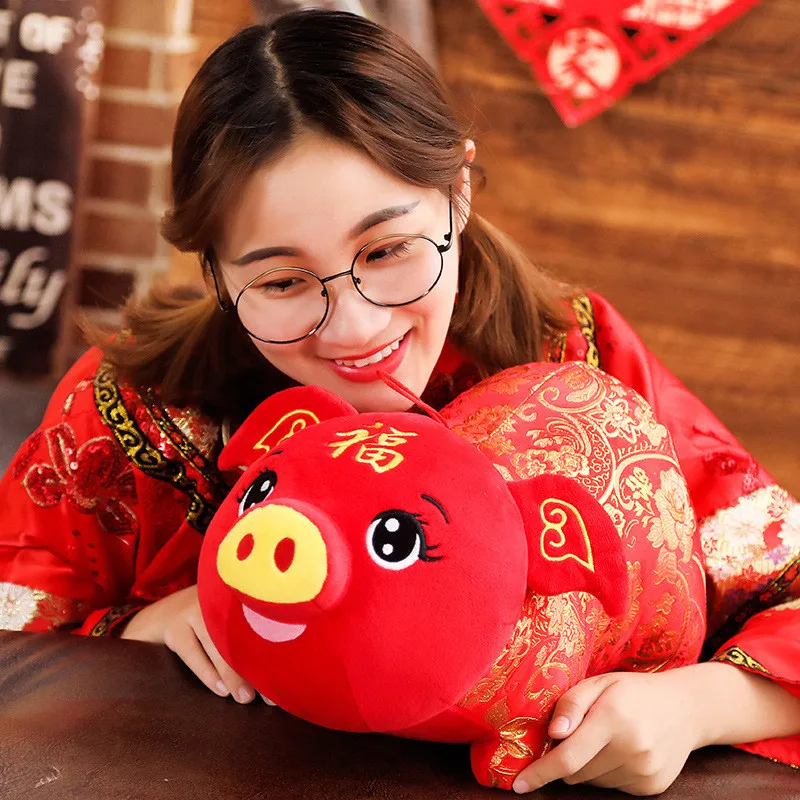 20/30/40 см 2019 год свиньи Kawaii Китай платье талисман Свинья плюшевый поросенок в Тан