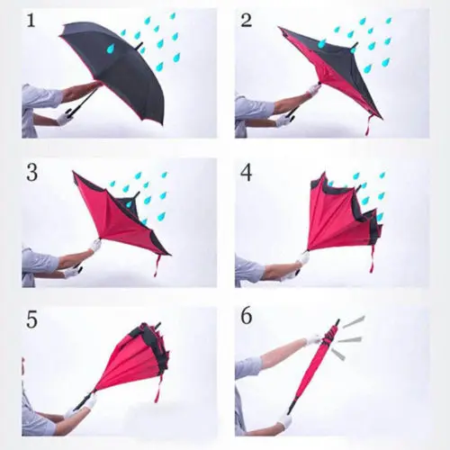 

C-Handle New Unisex Double Layer/Upside Down/Reverse Opening Umbrella Rain