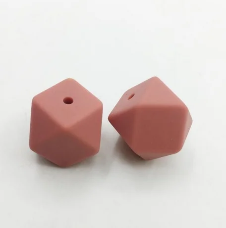Light maroon Яркие цвета, 23,2 мм, самые большие геометрические шестигранные силиконовые бусины, яркие цвета, 100 шт, Детские Прорезыватели, 23 мм, DIY, браслет для кормления, бусины - Цвет: Light maroon