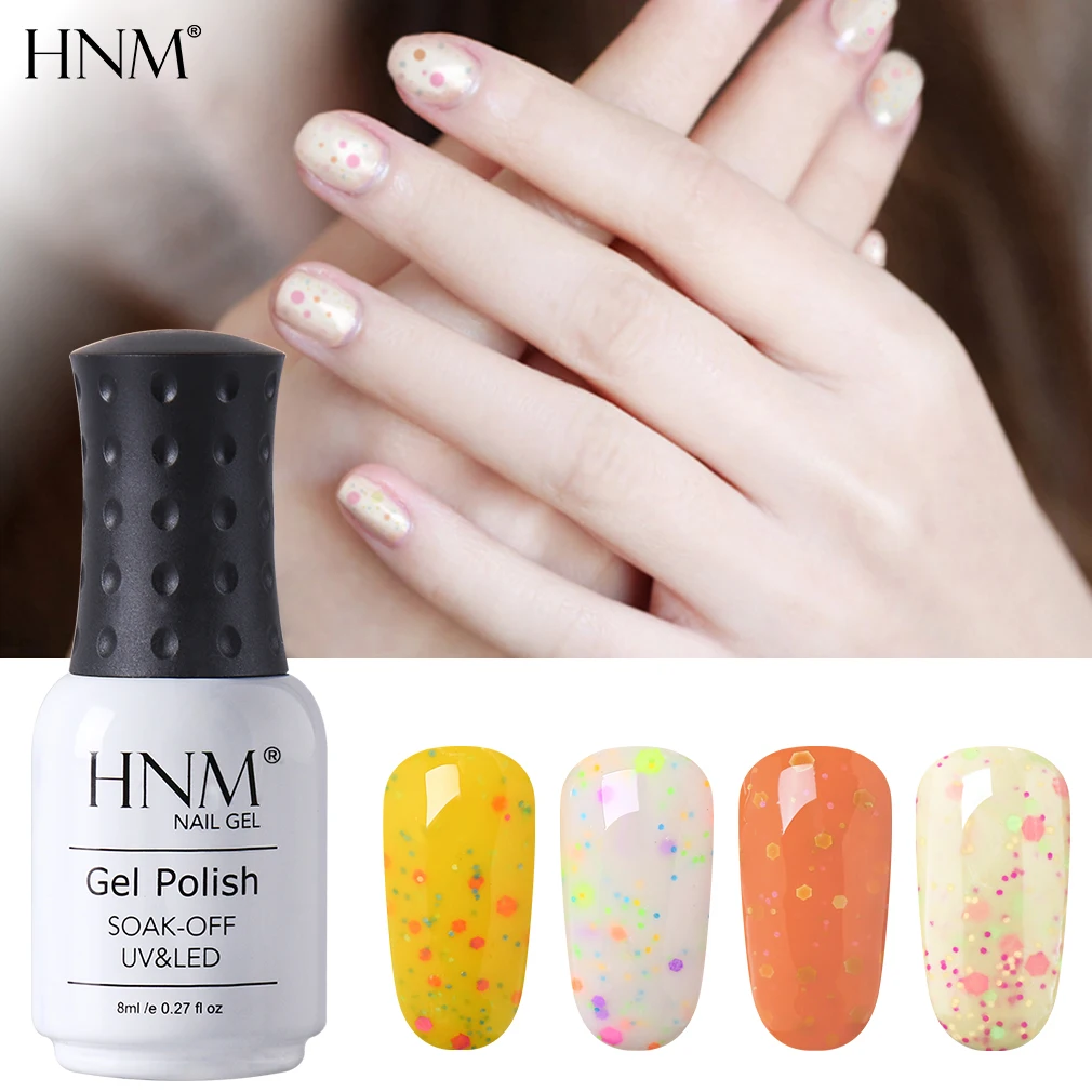 HNM конфеты цвет молочного сыра гранулы ногтей 8 мл УФ светодиодный замочить от