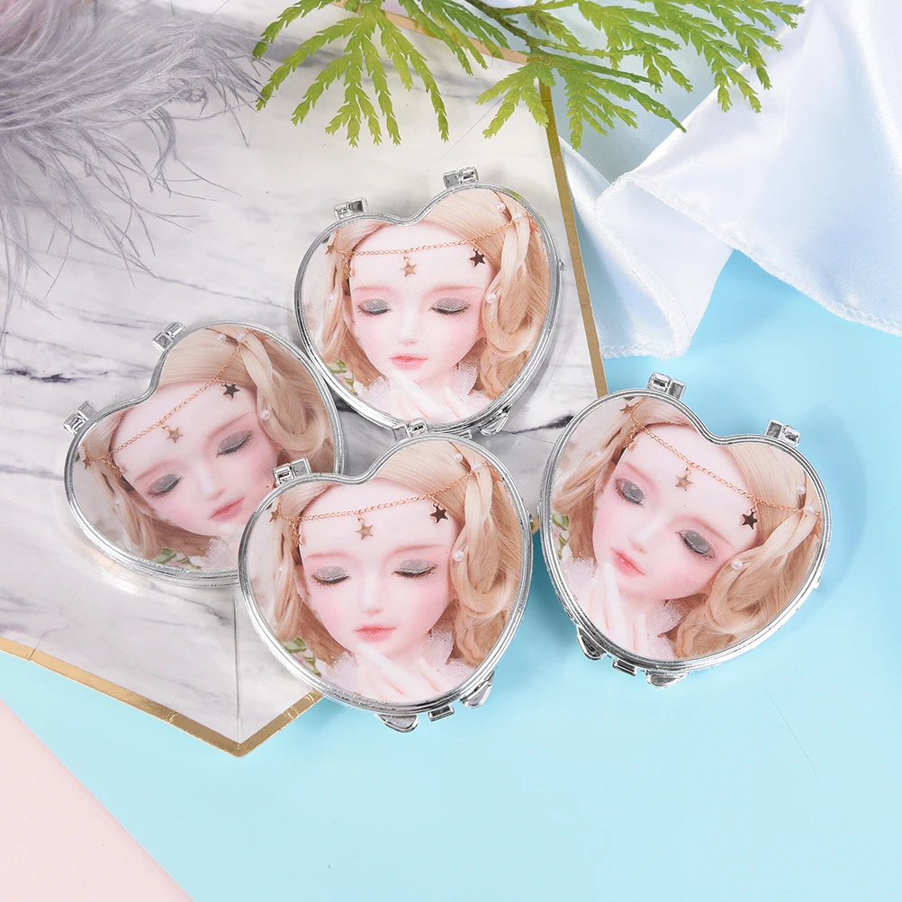 Heart Shaped Design Mini Pocket Fodable Double Sided Round Mirror Makeup Cosmetic Compact Mirrors Random | Красота и здоровье