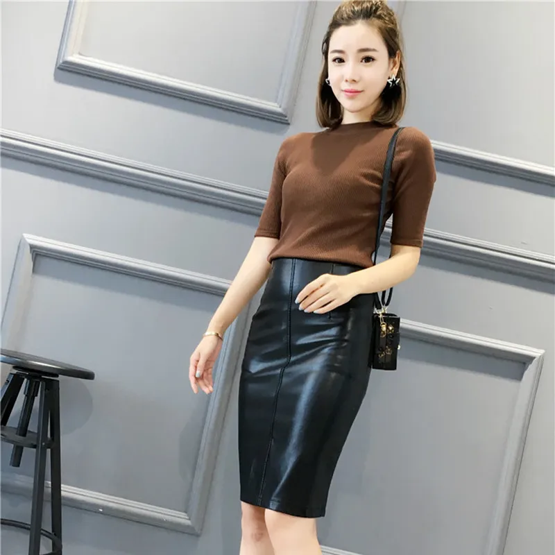 Женские юбки юбка из искусственной кожи 2018 весна осень новая мода Уайлд Высокая