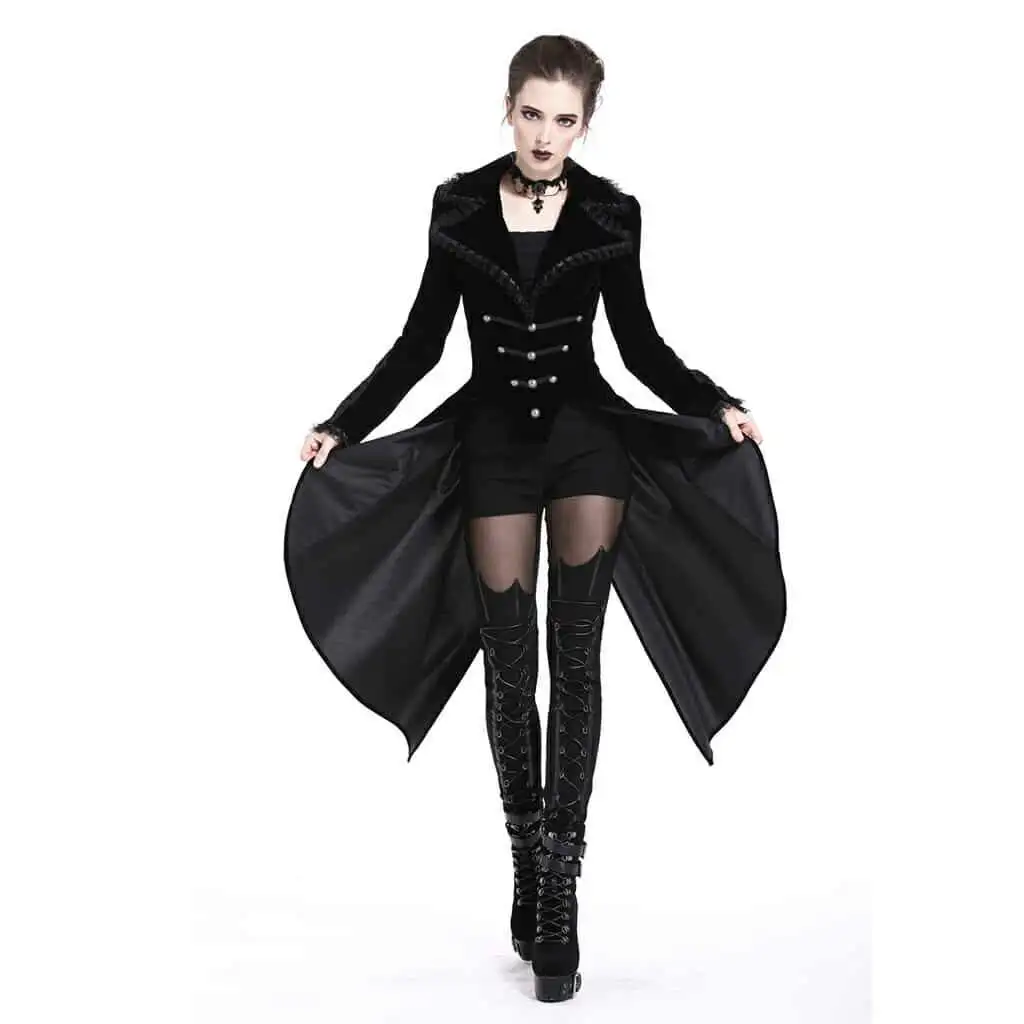 Женский Готический пиджак Dark In Love винтажный костюм с черным хвостом в