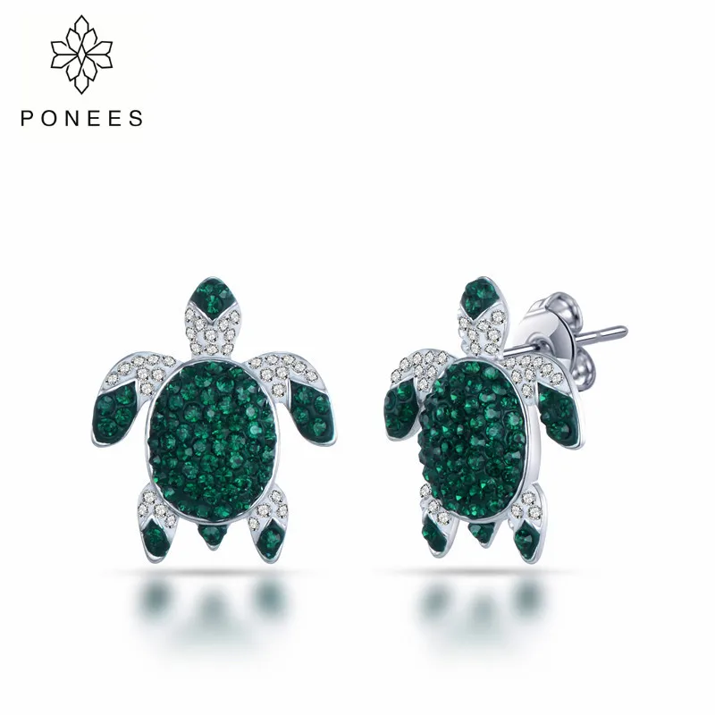 Модные женские серьги гвоздики PONEES с родиевым покрытием маленькие в форме