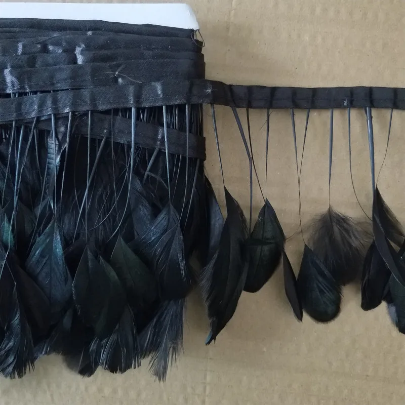 1 ярд куриное перо рваный черный хвост лента фазан Верхняя одежда аксессуары