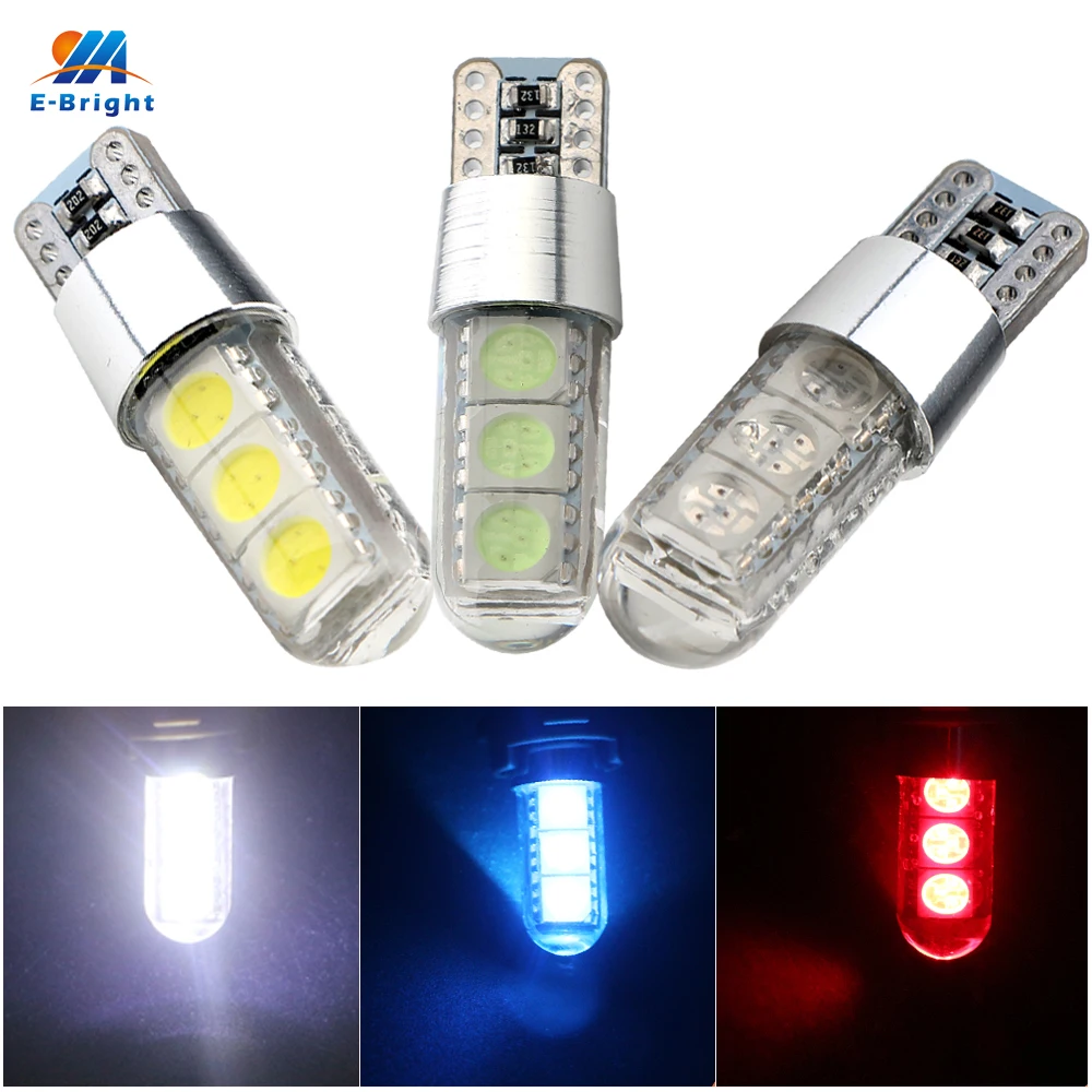 100 шт. автомобильные светодиодсветодиодный лампы T10 W5W Canbus Silica 5050 6 SMD|Сигнальная