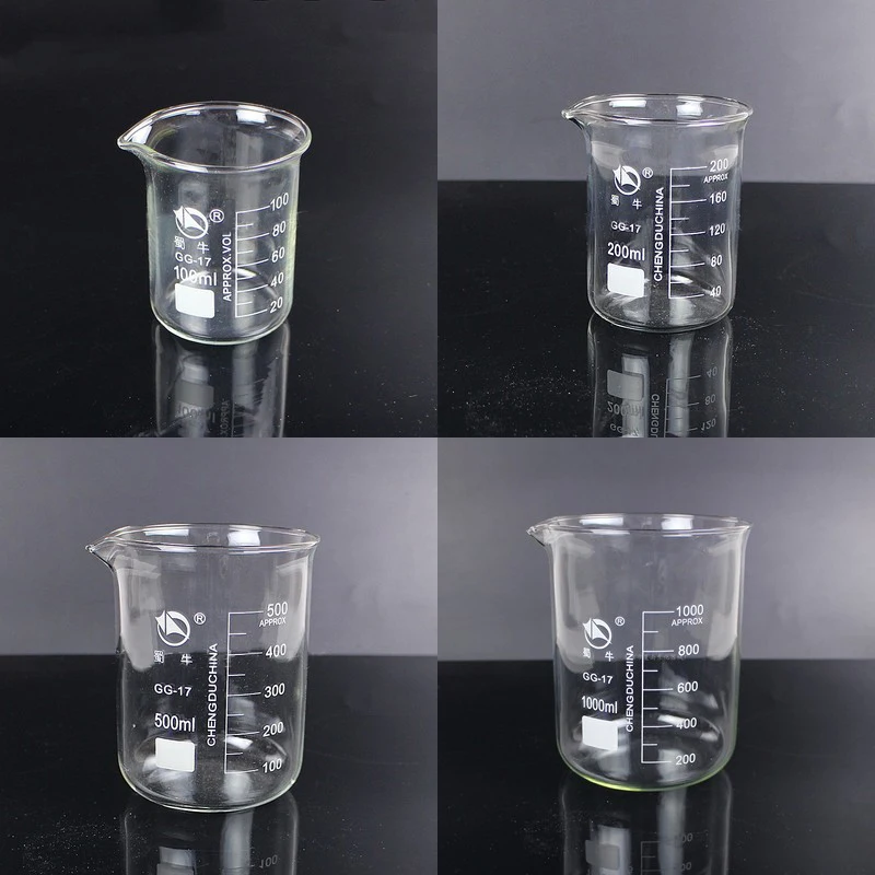 1 set (100ml,200ml,500ml,1000ml) Borosilicate Glass Beaker Chemistry Experiment heat-resist Labware Beaker Laboratory Equipment