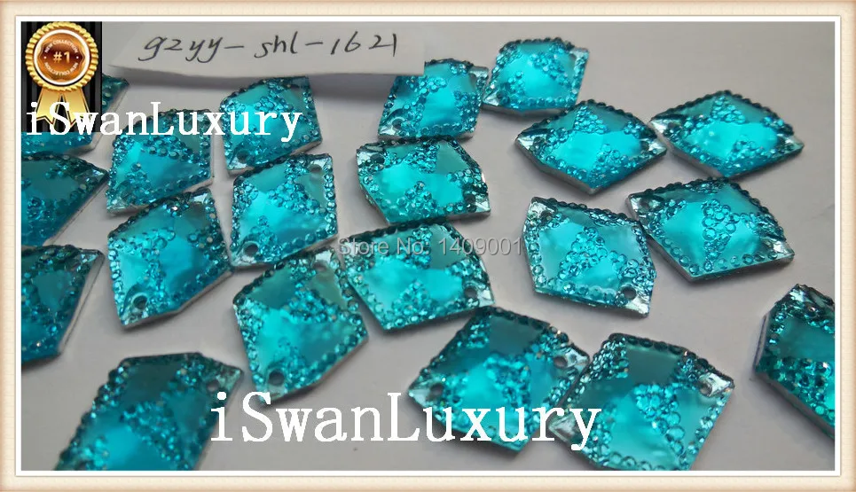 Голубые полимерные бусины Стразы в стиле принцессы 16x21 мм аксессуары с плоской