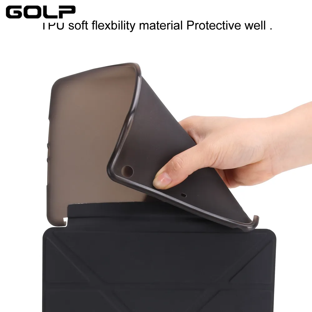 Флип-чехол для ipad Mini 5 Чехол, GOLP из искусственной кожи ультра тонкий+ Мягкий ТПУ задний смарт-чехол для ipad Mini 5 чехол - Цвет: Black
