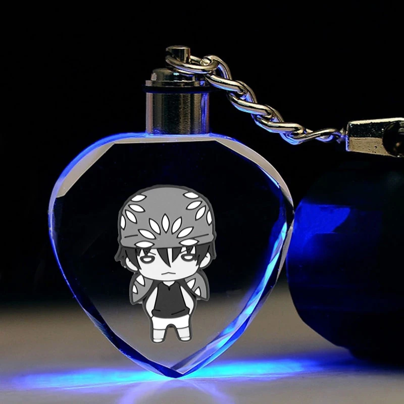 Ключница Prince of Tennis Oishi в виде сердца с логотипом аниме и светодиодным кристаллическим фигурным брелоком - подарок на Рождество.