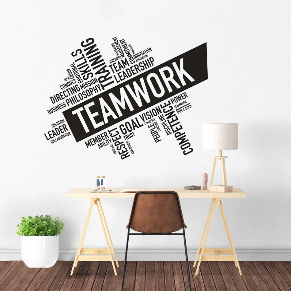 Командная работа Вдохновляющие Слова настенные наклейки знак сотрудничества