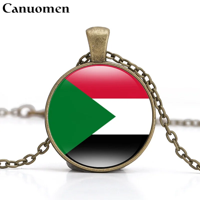 Sudan-Bronze Canuo мужчины марокканский кулон в форме флага ожерелье североафриканская страна Египет Albania Ливия суданская Tunisia Love Hometown мужчины женщины ювелирные изделия - Окраска металла: Sudan-Bronze