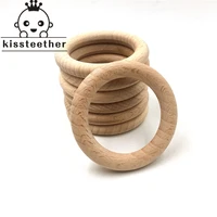 50mm nature beech wooden ring teether baby teether wood beads baby infants teething care product diy wooden teethers necklace
