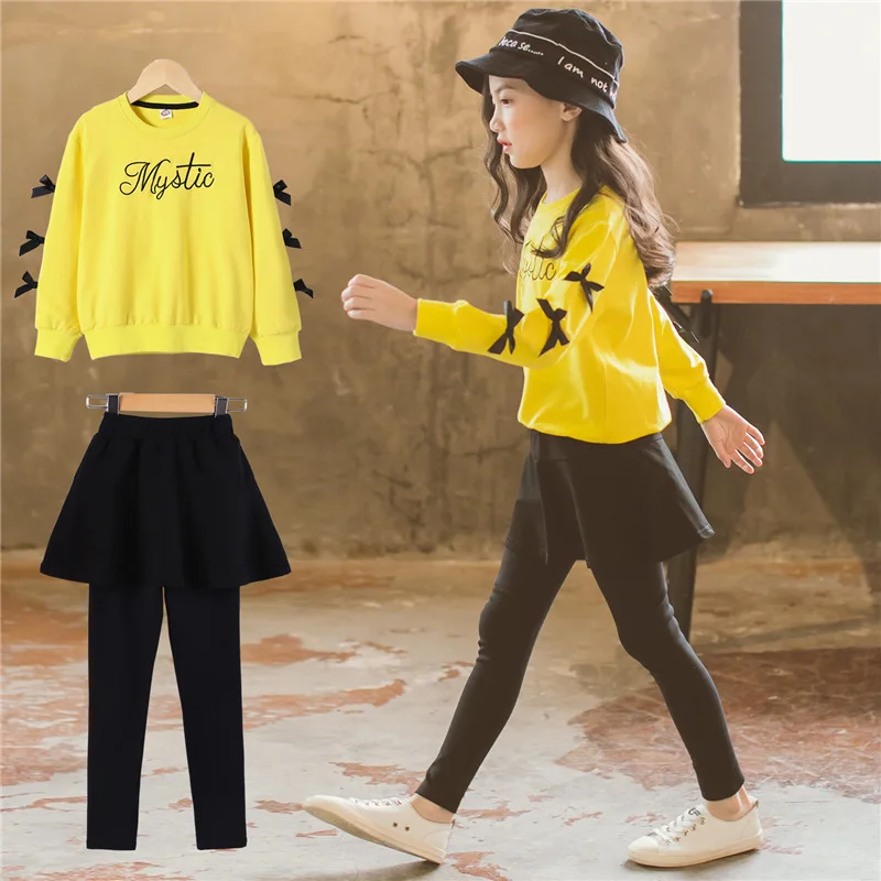 2018 новые комплекты одежды с длинными рукавами и бантом для маленьких девочек 4 5 6 8