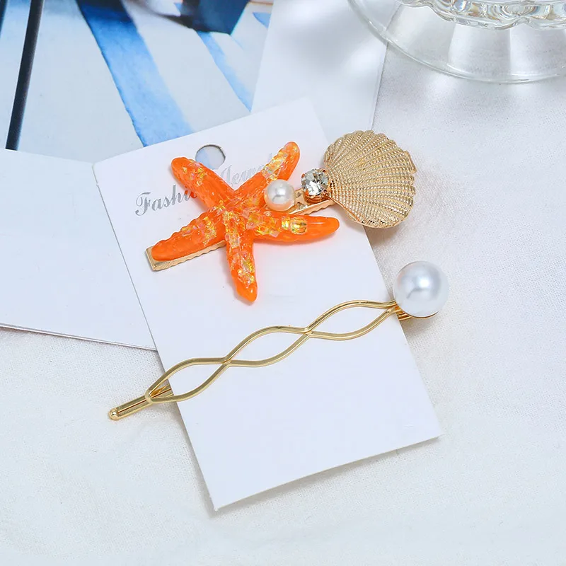 2 шт./компл. большой блеск заколки в виде морской звезды набор металлический