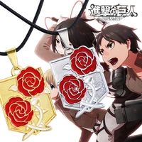 2 colors anime attack on titan pendant necklace rose statement necklace rape necklace cool metal necklace men jewelry