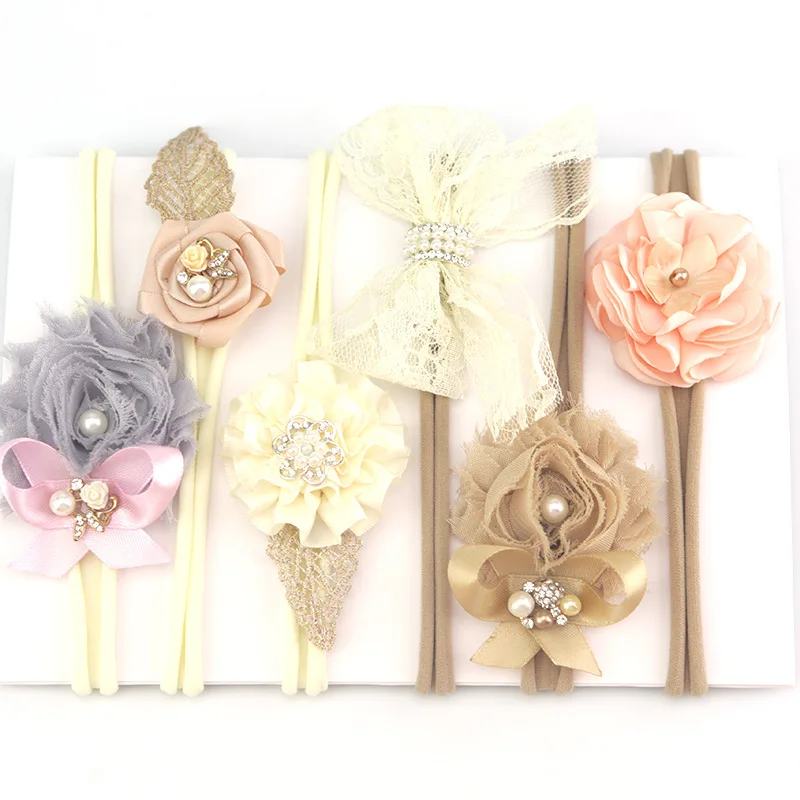 3 шт./компл. Новорожденные Цветочные обручи на голову для детей кружевные ленты