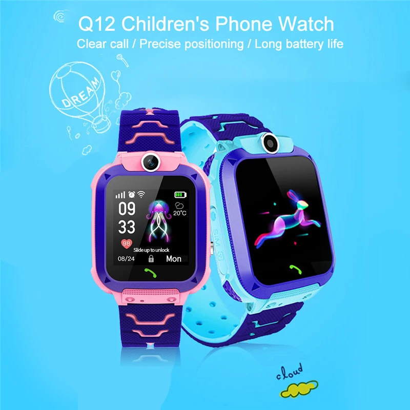 Q12kids Смарт-часы с камерой детский тревожный монитор Анти-потеря монитор сигнализация водонепроницаемый детский Телефон Вызов наручные часы мужской браслет