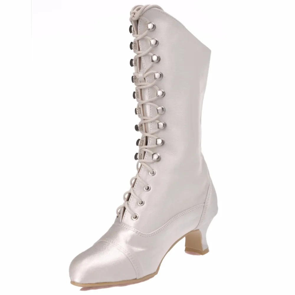 MB 039 женская обувь цвета слоновой кости зимняя до колена для невесты вечерние