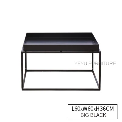 Large Black Современный дизайн, лофт, металлический стальной поднос, стол, лофт, чайный столик, Объединенный чайный журнальный столик, минимализм, дизайн, приставной столик, 3 размера - Цвет: Large Black