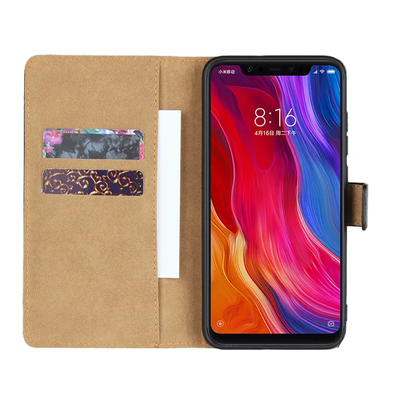 Кожаный флип-чехол для Xiaomi Mi 8 чехлы бумажник Coque аксессуары чехол-книжка футляр