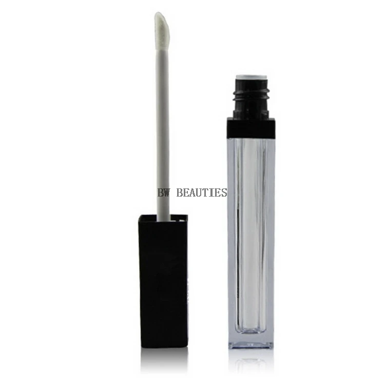 

200Pcs/Lot 5ML Square Lip Gloss Bottle Shiny Black cap Lip Glaze Tube, Empty Acrylic Lip Gloss Packing Tube Cosmetics Packaging