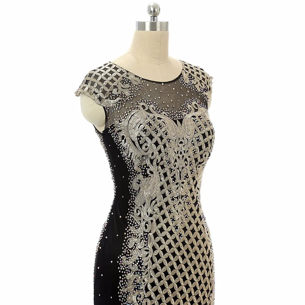 Forevergracedress уникальный роскошный черный платье для выпускного вечера Русалка Sheer Средства ухода за кожей шеи бисером Длинные официальная Вечеринка платье плюс Размеры