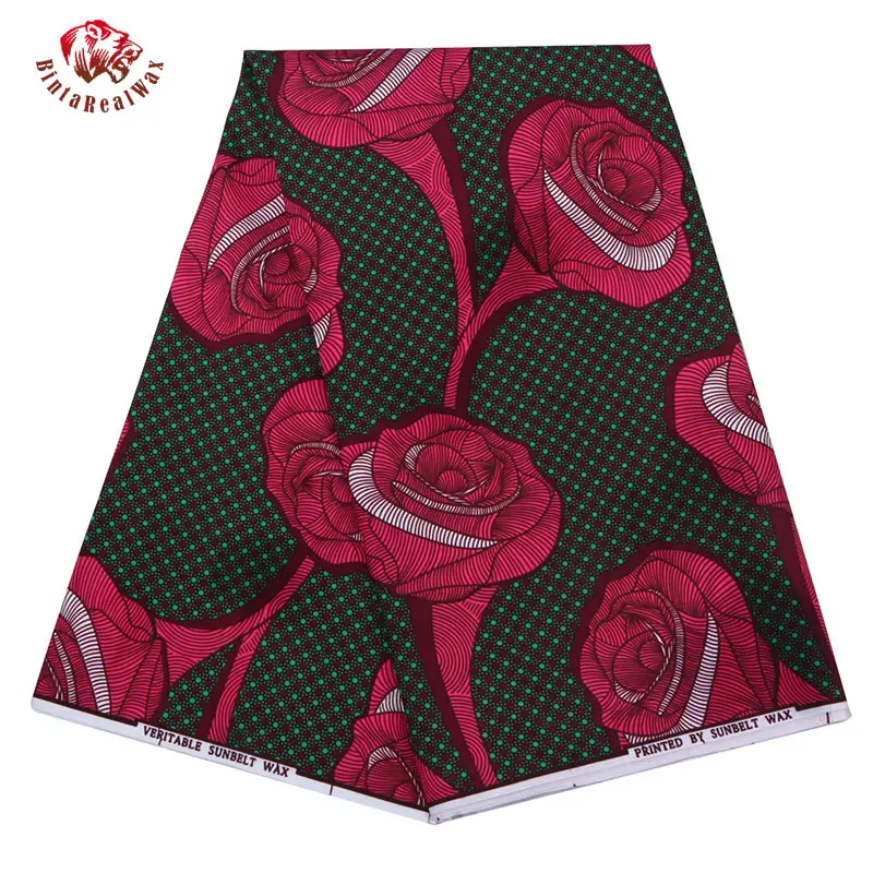 Bintarealwax 6 цветов африканская ткань розовый узор материал из Анкары и полиэстера