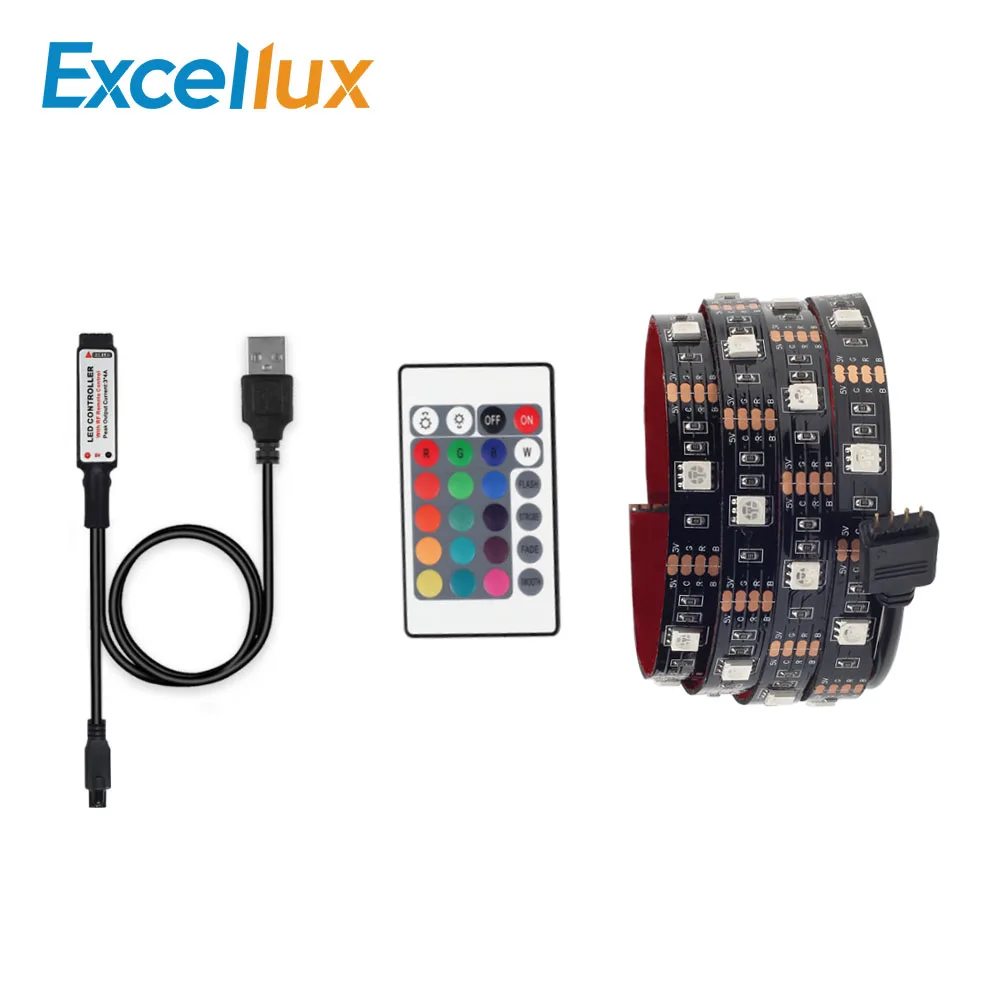 5 В DC USB Светодиодная лента 5050 RGB Водонепроницаемая без водонепроницаемого ТВ