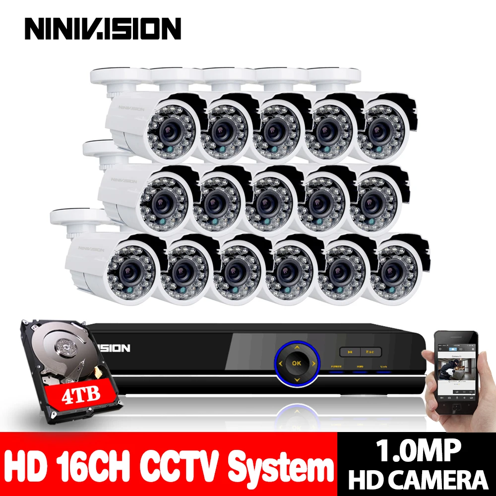 

HD 1080P 16CH AHD DVR 720P Security Kit IR-CUT Night Vision outdoor 1.0MP AHD Camera Home DIY 16CH 1080P CCTV AHD Camera System