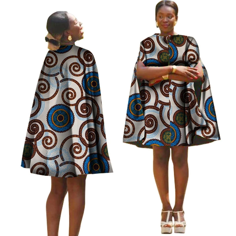 Летнее платье в африканском стиле для женщин с плащом традиционным рисунком