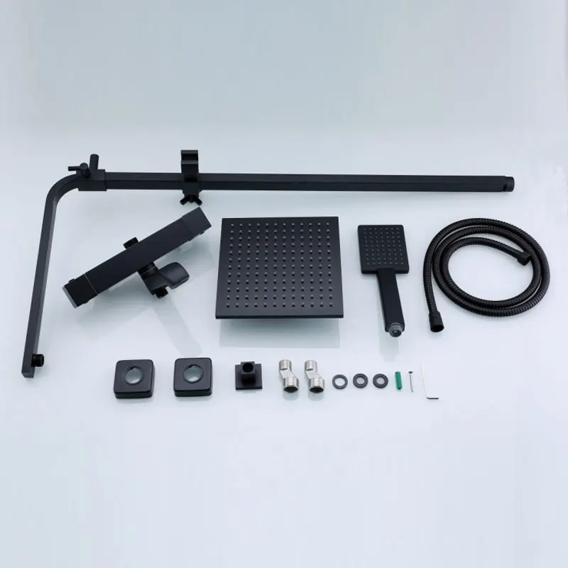 Современный черный квадратный душевой набор Термостатические смесители