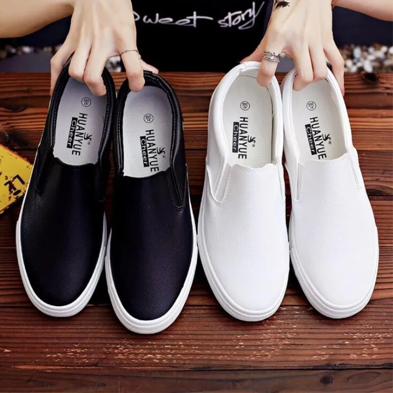 New Autumn Men Canvas Rubber Soled Outdoor Shoes Slip On Light Breathable White Casual Fashion Leather Walking | Обувь